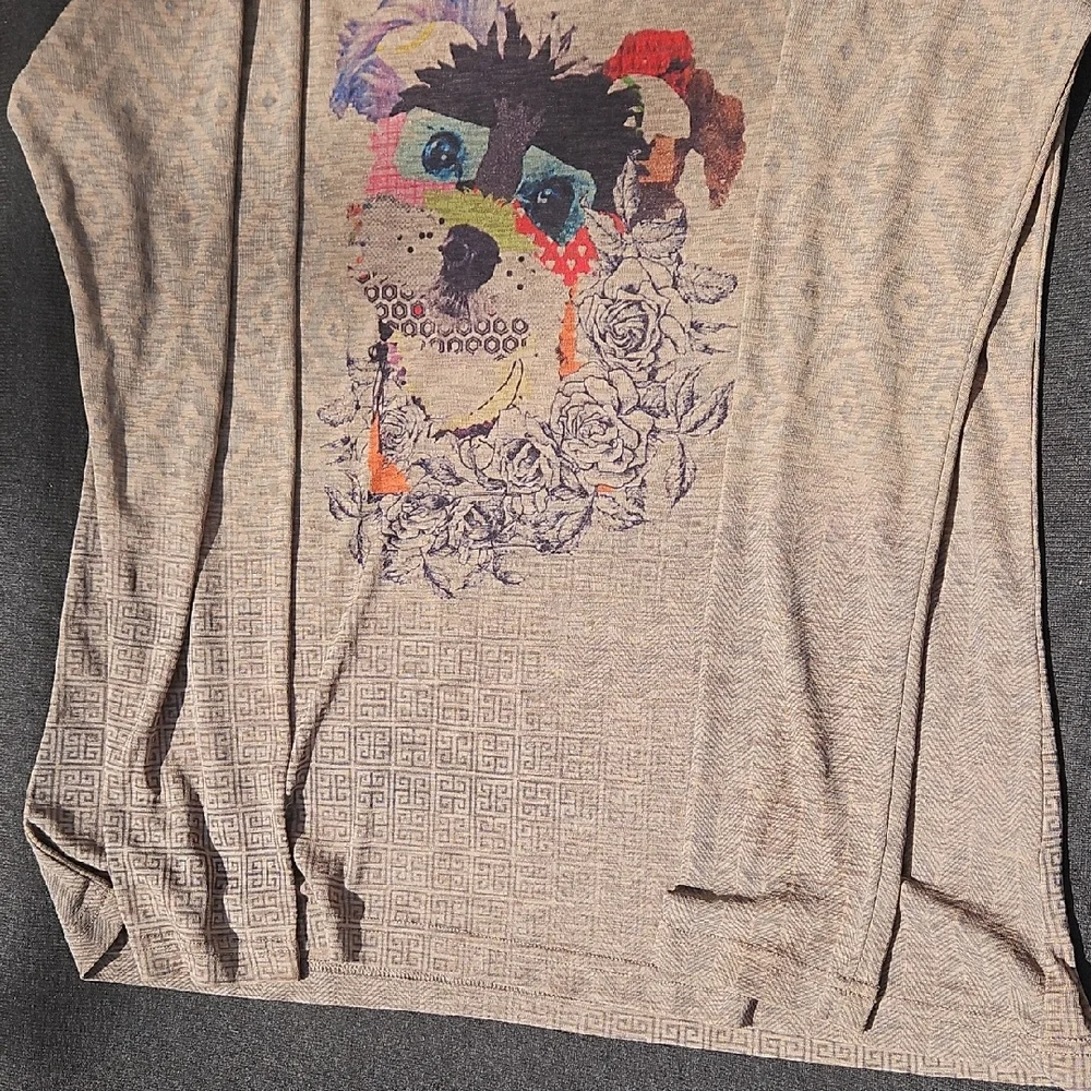 Alison Sheri Colorful Dog Print Long Sleeve Tee - Picture 4 of 6